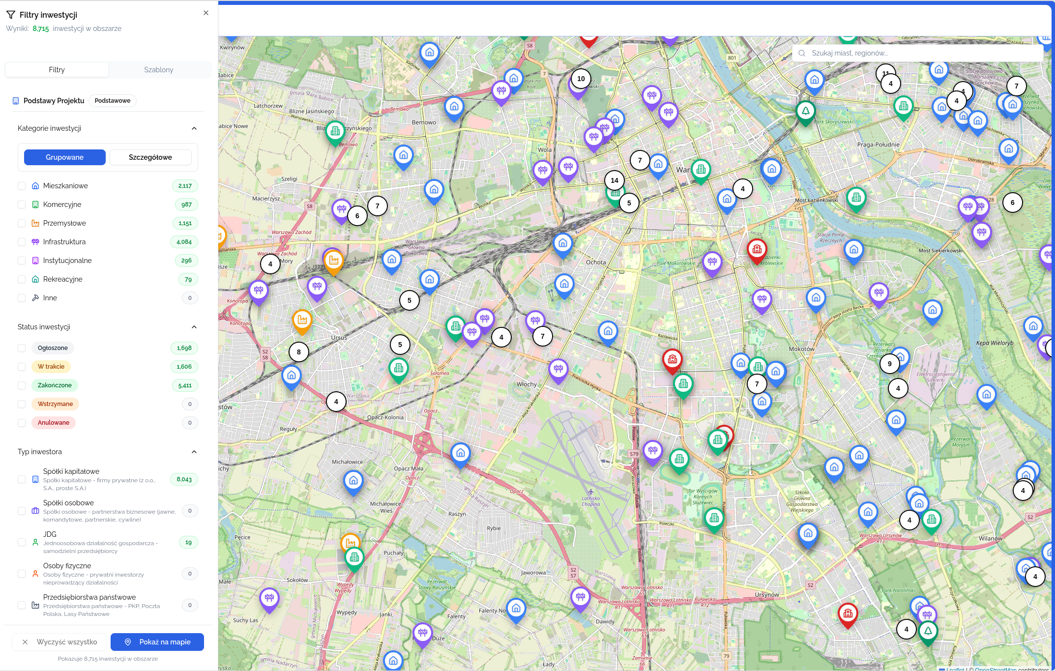 Screenshot aplikacji gdzie-buduja.pl